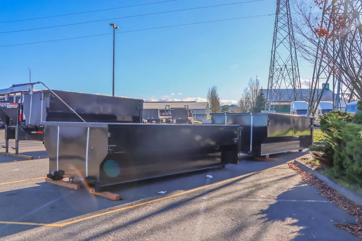 Roll-off dumpster ready for waste disposal at job site for Roll Off Dumpster Rental in Seymour